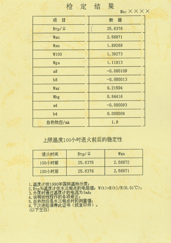 二等標準鉑電阻溫度計計量檢定數據 二等標準鉑電阻溫度計計量檢定數據