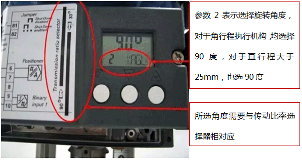 SIPART PS2選擇執行機構旋轉角度的參數界面 SIPART PS2選擇執行機構旋轉角度的參數界面