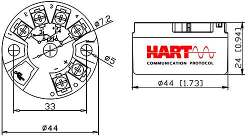 Hart溫度變送器外形尺寸圖 Hart溫度變送器外形尺寸圖